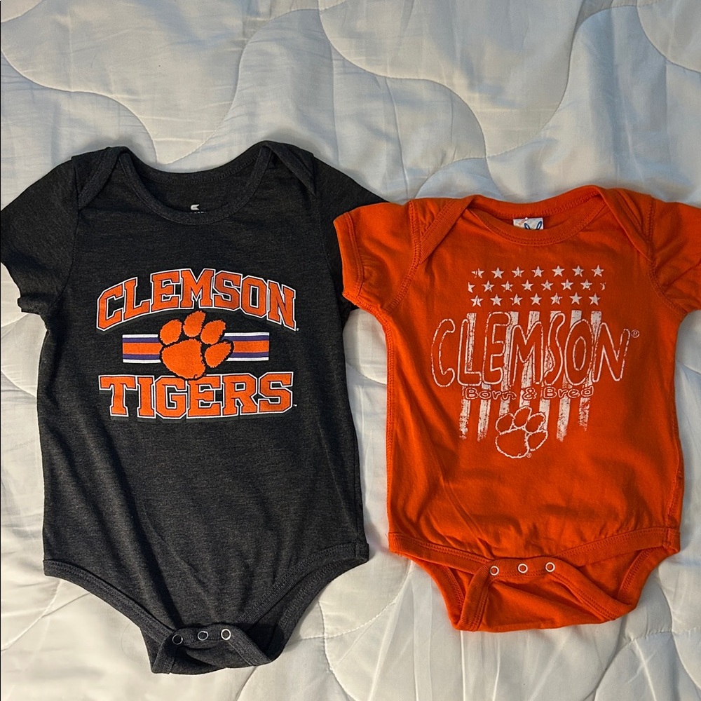 Clemson Tigers One Piece Infant Body Suits Set of 2